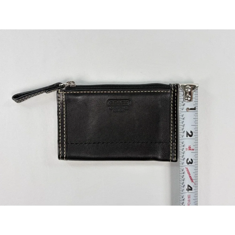 COACH Vintage Black Leather Mini Skinny ID Case Zip Wallet Card Holder Pouch